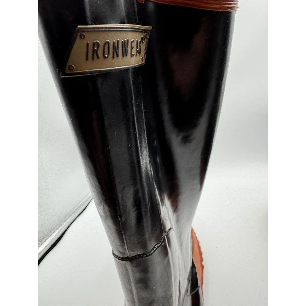 Ironwear Mens 5-Buckle Rubber Overboots Black Orange Waterproof Boots Size 11